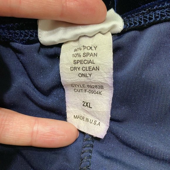 Finesse Gown Maxi Dress 2X Rhinestone Embellished Velvet Square Neck Navy Blue - Picture 8 of 8